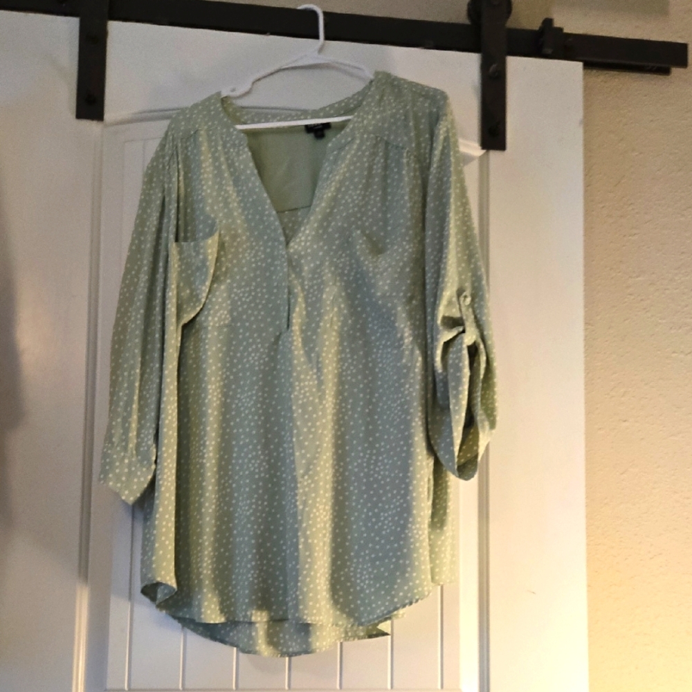 Torrid Harper Light Green Polka Dot Blouse